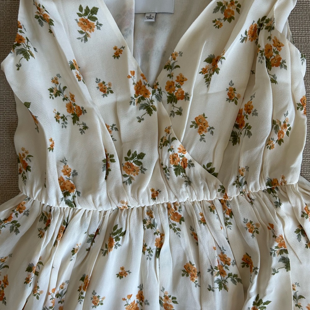 Reformation Farah Midi Dress Nicola Yellow Ivory Floral Summer Causal French - Picture 6 of 13